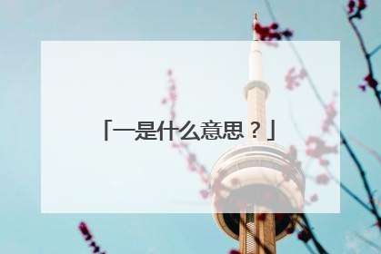 一是什么意思？