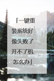 一键重装系统好像失败了开不了机怎么办