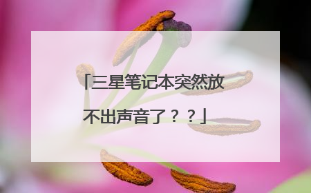 三星笔记本突然放不出声音了??
