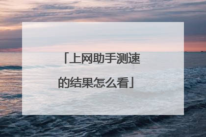 上网助手测速的结果怎么看
