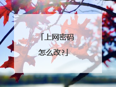 上网密码怎么改?