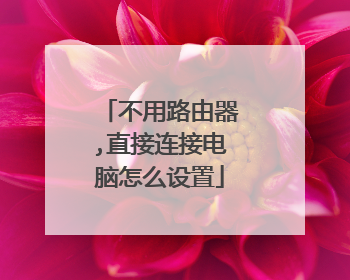 不用路由器,直接连接电脑怎么设置