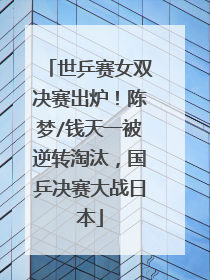 世乒赛女双决赛出炉！陈梦/钱天一被逆转淘汰，国乒决赛大战日本