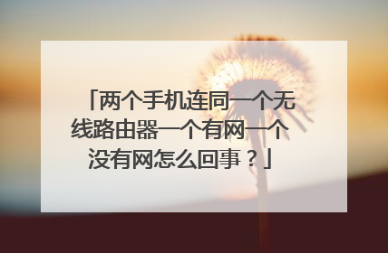 两个手机连同一个无线路由器一个有网一个没有网怎么回事?