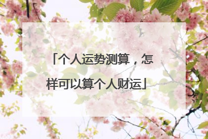 个人运势测算,怎样可以算个人财运