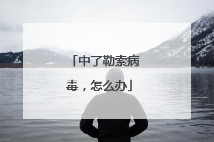 中了勒索病毒，怎么办
