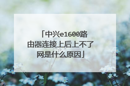 中兴e1600路由器连接上后上不了网是什么原因