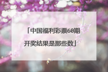 中国福利彩票60期开奖结果是那些数