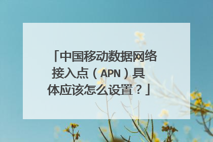 中国移动数据网络接入点(APN)具体应该怎么设置?