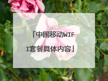 中国移动WIFI套餐具体内容