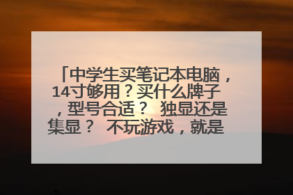中学生买笔记本电脑,14寸够用?买什么牌子,型号合适? 独显还是集显? 不玩游戏,就是网课,在线视