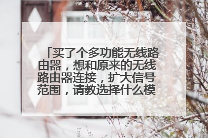 买了个多功能无线路由器，想和原来的无线路由器连接，扩大信号范围，请教选择什么模式，怎么设置？