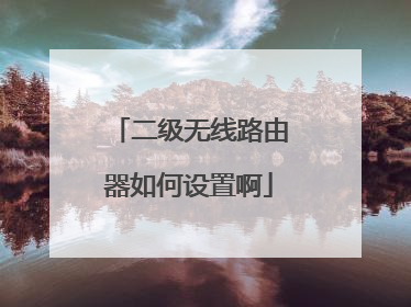 二级无线路由器如何设置啊