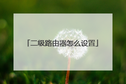 二级路由器怎么设置