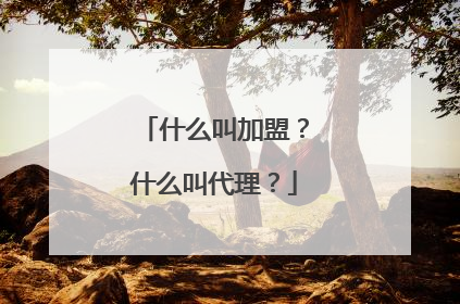 什么叫加盟？什么叫代理？