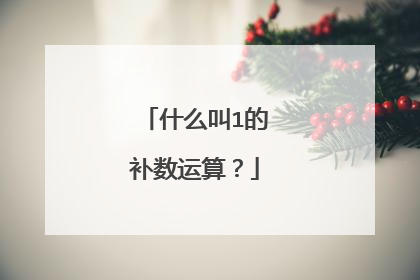 什么叫1的补数运算？
