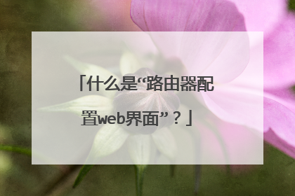 什么是“路由器配置web界面”？