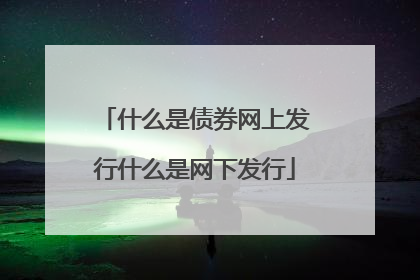 什么是债券网上发行什么是网下发行
