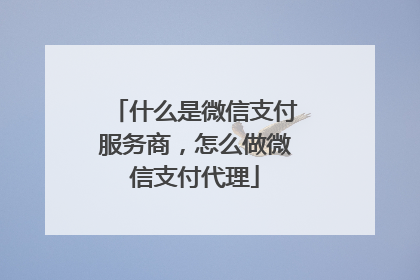 什么是微信支付服务商,怎么做微信支付代理