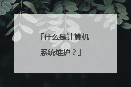 什么是计算机系统维护？