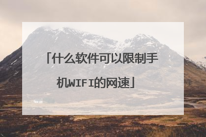 什么软件可以限制手机WIFI的网速
