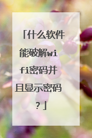 什么软件能破解wifi密码并且显示密码？