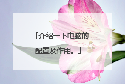 介绍一下电脑的配置及作用。