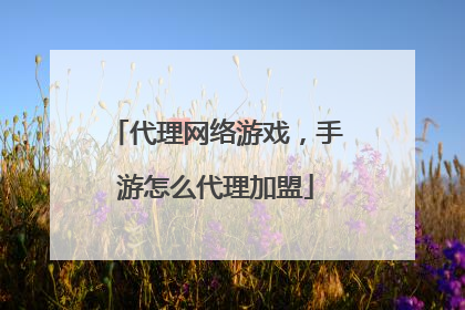 代理网络游戏，手游怎么代理加盟