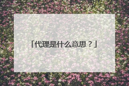 代理是什么意思？