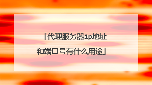代理服务器ip地址和端口号有什么用途