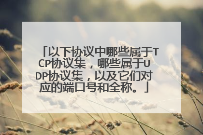 以下协议中哪些属于TCP协议集，哪些属于UDP协议集，以及它们对应的端口号和全称。