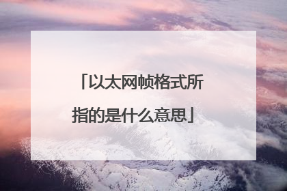 以太网帧格式所指的是什么意思