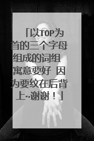 以TOP为首的三个字母组成的词组 寓意要好 因为要纹在后背上~谢谢！