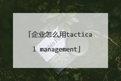 企业怎么用tactical management