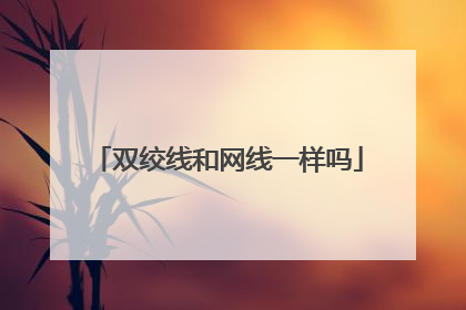 双绞线和网线一样吗