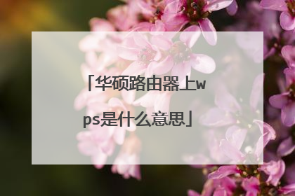 华硕路由器上wps是什么意思