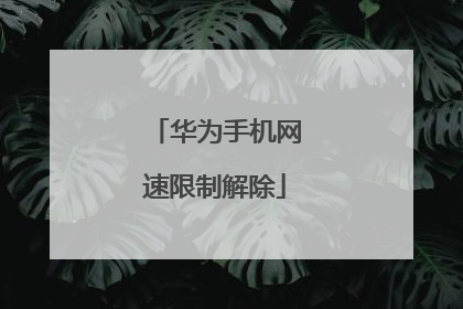华为手机网速限制解除