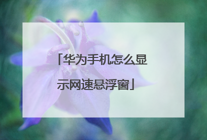 华为手机怎么显示网速悬浮窗