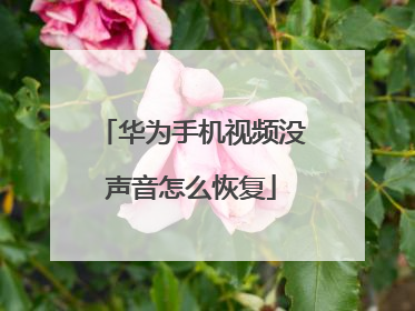 华为手机视频没声音怎么恢复