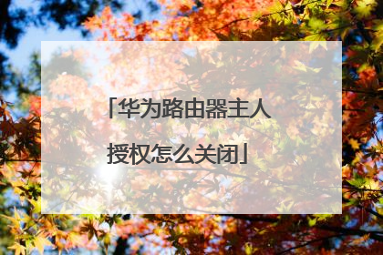 华为路由器主人授权怎么关闭