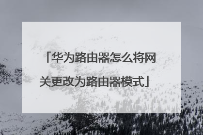 华为路由器怎么将网关更改为路由器模式