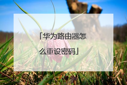 华为路由器怎么重设密码