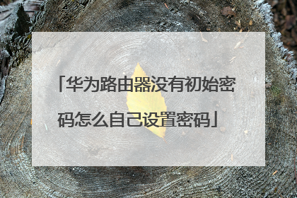华为路由器没有初始密码怎么自己设置密码