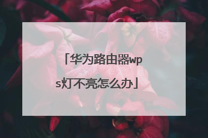华为路由器wps灯不亮怎么办