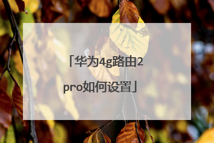 华为4g路由2pro如何设置