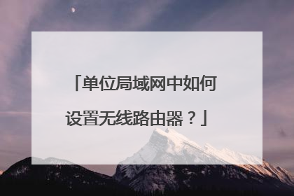 单位局域网中如何设置无线路由器?