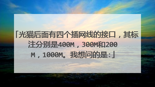 光猫后面有四个插网线的接口,其标注分别是400M,300M和200M,1000M。我想问的是: