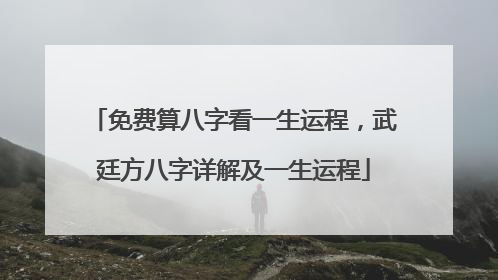 免费算八字看一生运程,武廷方八字详解及一生运程