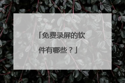 免费录屏的软件有哪些？