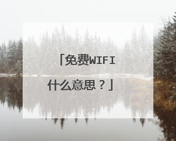 免费WIFI什么意思?